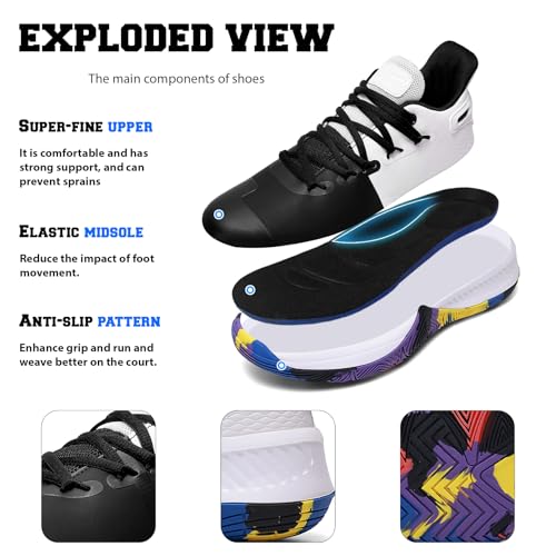 ASHION Mens Basketball Shoes Lightweight Breathable Sneakers Anti Slip Sports Shoes for Running Walking Mid Top Sneakers2