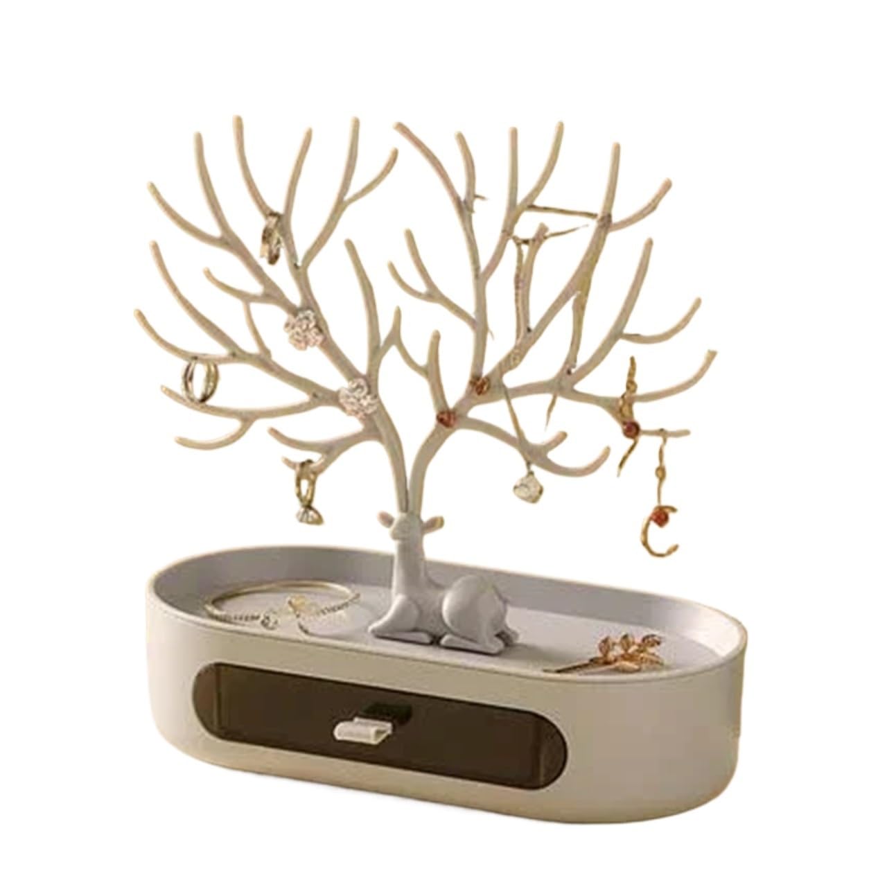 Zymjzbetic Jewellery Tree Jewelry Rack Necklaces Rings Display Bracelet Deer Organizer Cases Stand Tray Tree For Women(Color 4)
