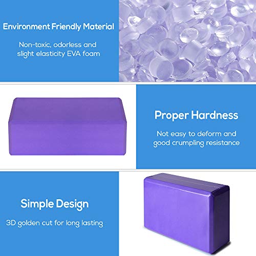 image for LEEWENYAN Yoga Block Set, High Density EVA Foam Exercise Blocks and Yo