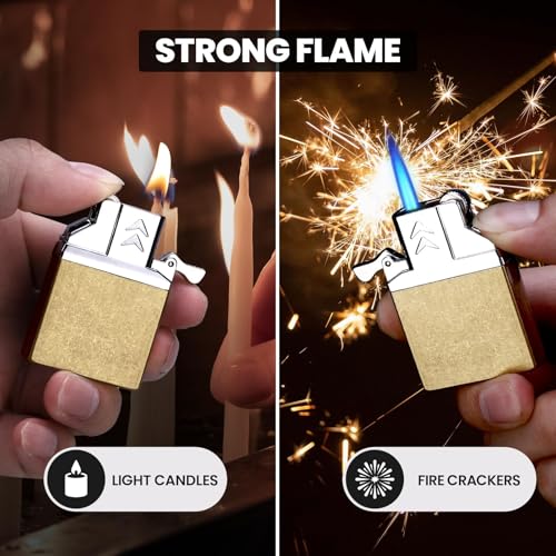Encendedor metálico recargable con llama ajustable miniatura 3