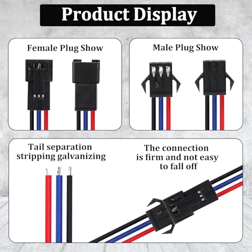 Fielect 10 pares conector JST SM 3 pines macho a hembra 20cm miniatura 3