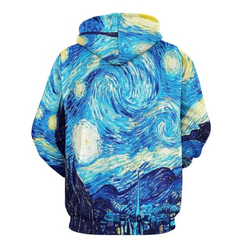JooMeryer Unisex Mens Womens Starry Night Hoodie Long Sleeve Drawstring Sweatshirts Pullover2