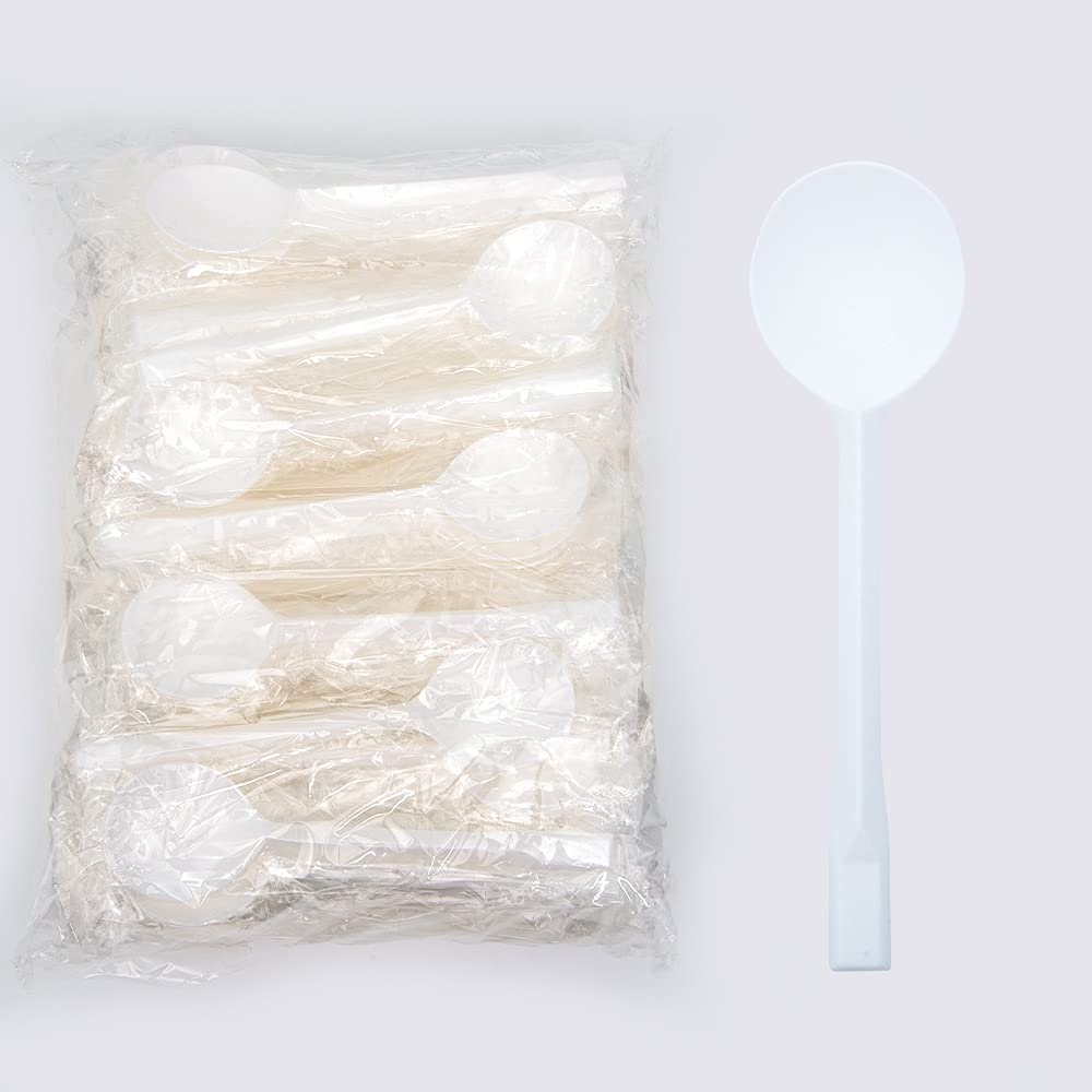 100 Plastic Spoons | Heavy Duty Plastic Silverware Spoons(5.5White, 100)