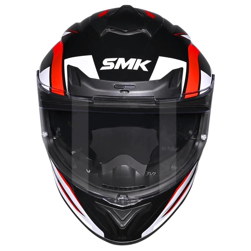 Image of SMK Typhoon AZONIX Full Face Motorcycle Helmet, Dual Visor, Black-White-Red