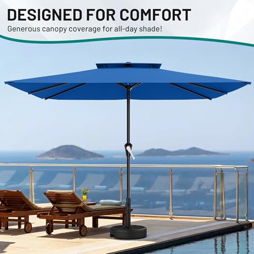 Image of AreShark 8'x10' 2 Tiers Rectangular Patio Umbrella - Outdoor Umbrella Waterproof UV Protection, Market Table Umbrella w /Crank for Pool, Backyard, Deck(Royal Blue)