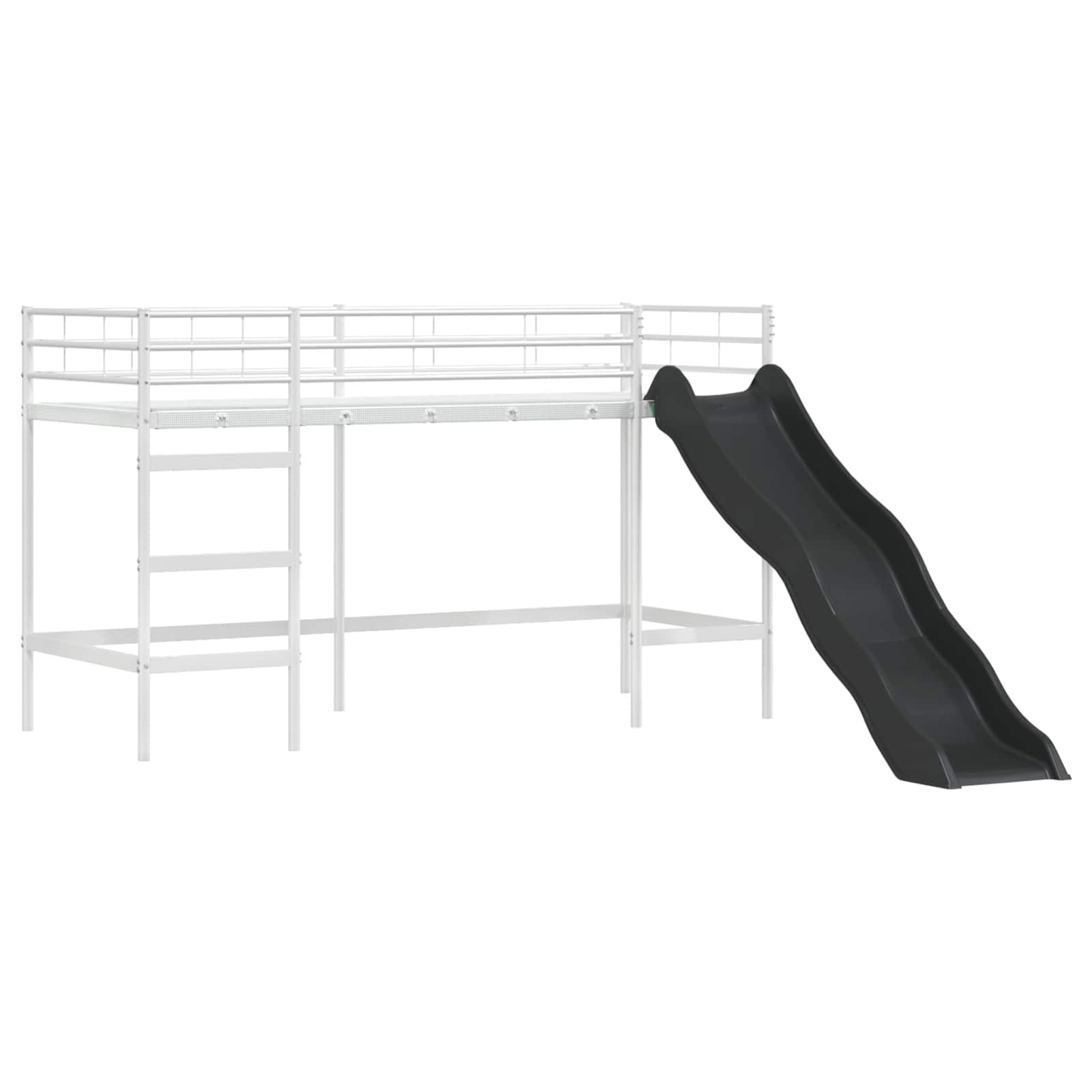 Homgoday Hochbett mit Rutsche und Turm für Kinderzimmer - Stabiler Metallrahmen in Blau & Schwarz - Spiel- und Schlafbereich Model42020910