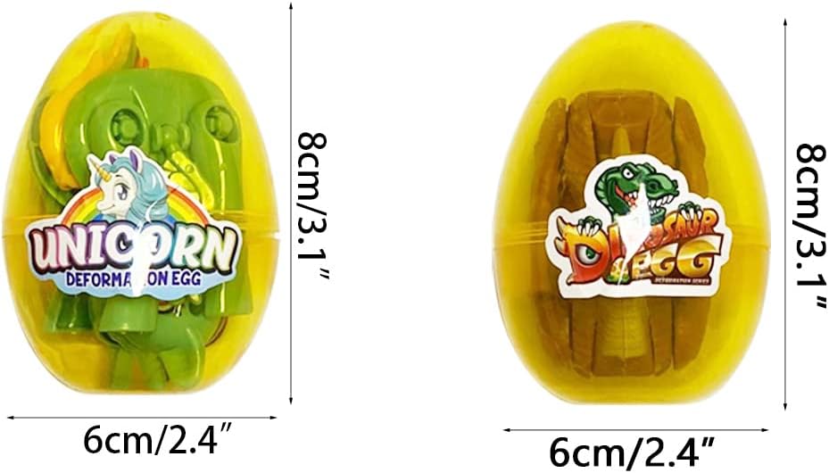 Pinkiwine 8 Pack Jumbo Unicorn & Dinosaur Deformation Eggs Prefilled Plastic Easter Eggs with Toys Inside for Kids Boys Girls Toddlers Easter Basket Stuffers Gifts Fillers Party Favors