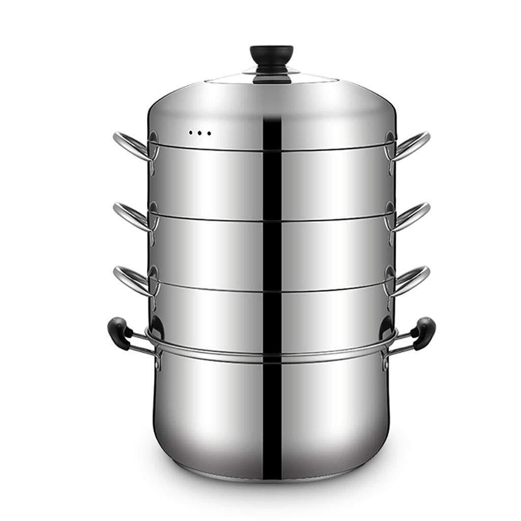 GTHTUHFD 4-Layer Stainless Steel Pot & Steamer With Lid, 400 Stainless Steel Soup Pot For Gas & Induction,32Cm,32Cm (Size_Name 28Cm),size_name-28cm