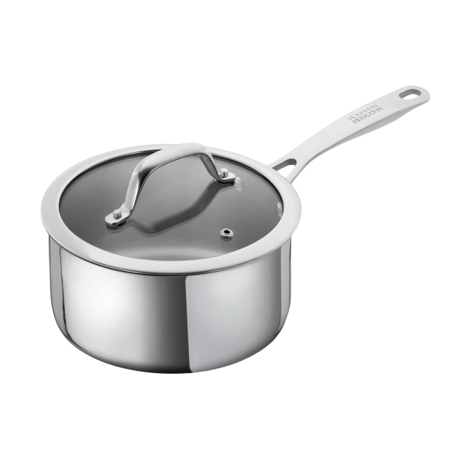 Kuhn Rikon Saucepan 1L/14cm, Stainless Steel Uncoated Pan with Stay-Cool Handle, Glass Lid & Mirror Polished Finish. Suitable for All Hobs, Including Induction. Oven & Dishwasher Safe - Allround