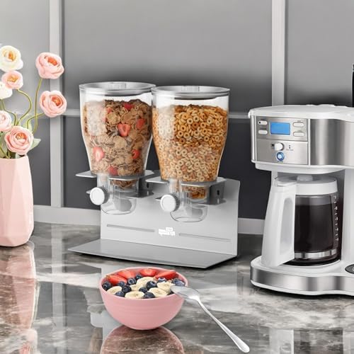 Honey-Can-Do 2-Canister Dried Goods and Snacks Dispenser With Steel Stand, 13-ounces