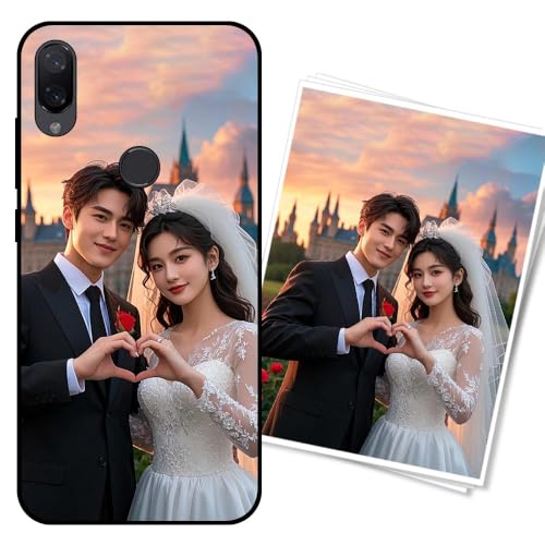 WUACYEAMING Funda Personalizada para Xiaomi Mi Play Carcasa Custom Antigolpes/Antirrayaduras con Diseño de Fotos+Textos - Regalo para Graduaciones/Nacimientos/AniversariosNegro Noche