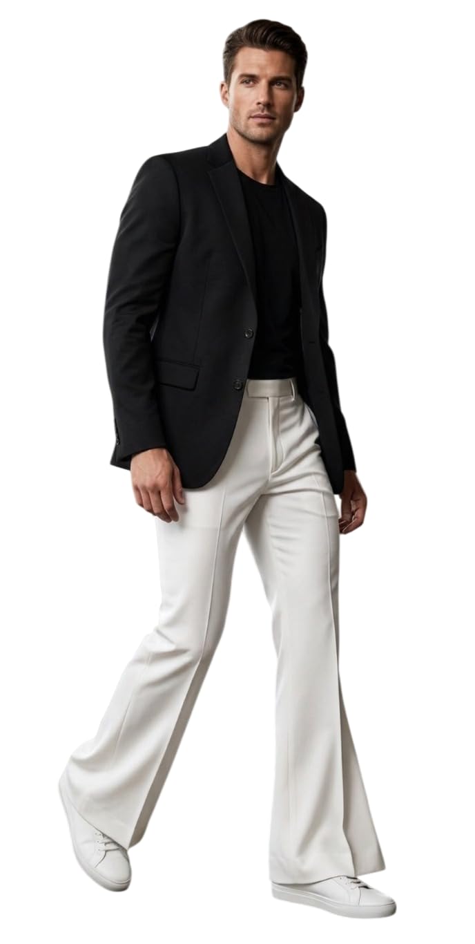Men’s Off White Bootcut Pant | Regular Fit Bootcut Trousers for Men | Solid Formal & Casual Flared Pants-picture-14