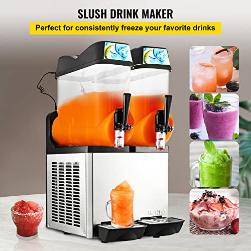 VEVOR Kommerzielle Slusheis Maschine, 2 x 12 L Slush Eismaschine, Slushie Maker -2 ℃ ~ -3 ℃, 2300 W Frozen Drink Maker… – Bild 3