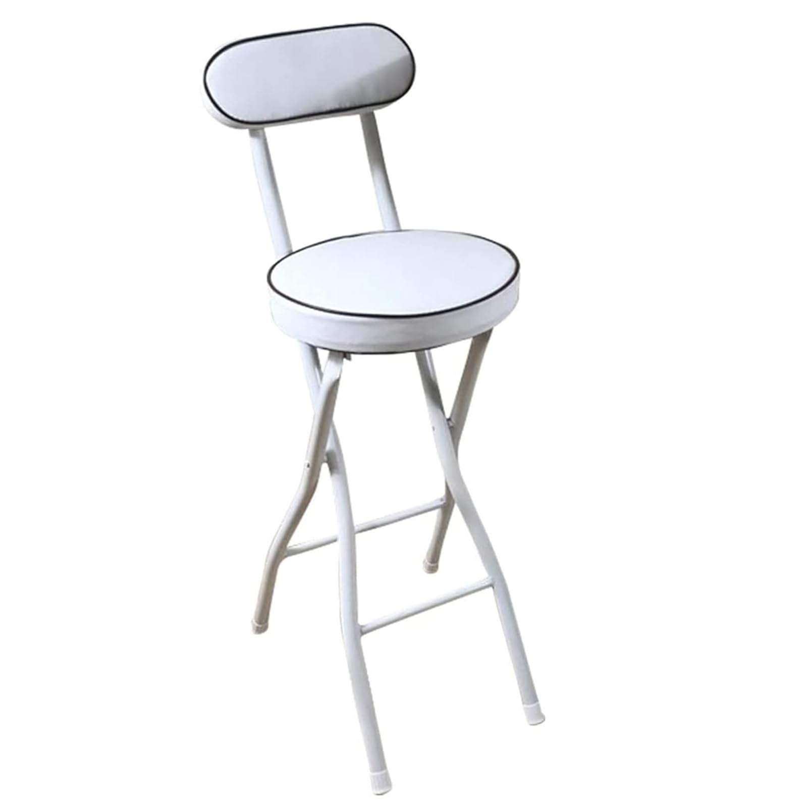 Portable Folding Stool, Folding Bar Stool with Back, Padded Counter Height Foldable Stool, Tall Bar Folding Chairs for Kitchen Shop Cafe (Color : White, Size : 55cm/21inch)