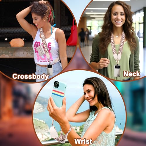 Image of XANGNIER Clip and Go Strap for Phone with Wallet Crossbody, Phone Strap with Zippered Wallet, Adjustable Anti Theft Cellphone Lanyard for Women, Cellphone Chain Accessories,Multicolor 2
