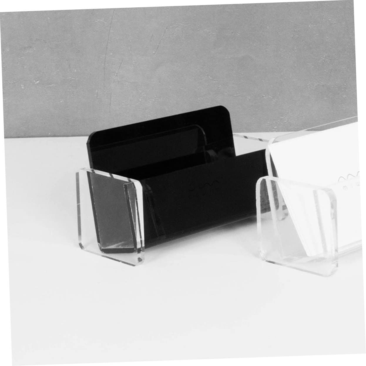 jojofuny 3 Set Porta Biglietti Da Visita Acrilico Trasparente E Nero Organizer Da Scrivania Con Capacità Carte Supporto Verticale Elegante Per Ufficio E Riunioni 2 Pezzi * 3