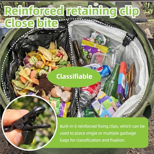 Image of Collapsible Trash Can 13 Gallon, Pop Up Trash Can with Zipper Lid | Heavy Duty 600D Oxford Fabric, Portable Outdoor Camping Trash Can, Foldable Recycle Bin for Home Garage Camping(13Gallon Lid)