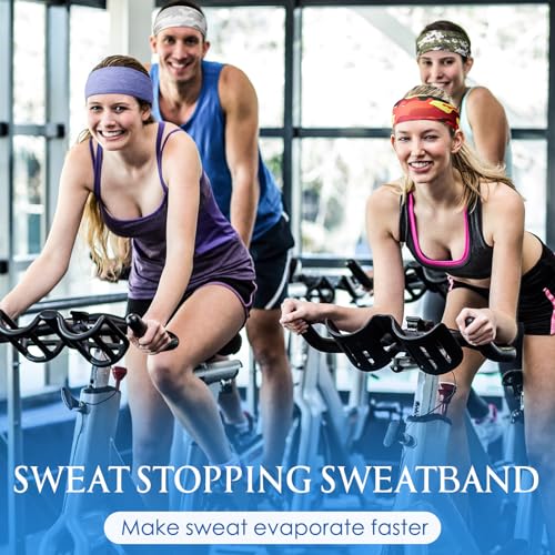 Image of Suhine 18 Pcs Sport Sweatbands Headbands for Men Women Running Workout Headbands Nonslip Sweat Absorbing Sweatband Stretchy Unisex Bandana for Tennis Baseball Football Cycling Yoga