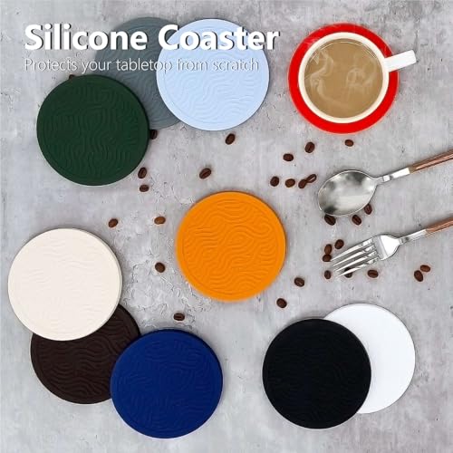 50% Off Indigo Floral Non-Slip Silicone Coasters, 4-Pack