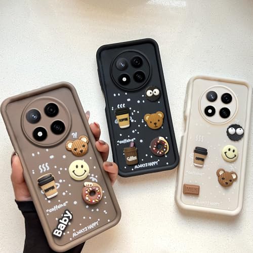 Image of COLORflow Back Cover Compatible with Redmi Note 14 Pro 5G / Poco X7 5G | Cute Fun Cartoon 3D Ball Coffee Silicone Case (Brown) | Designer Camera and Body Protected Back Cover