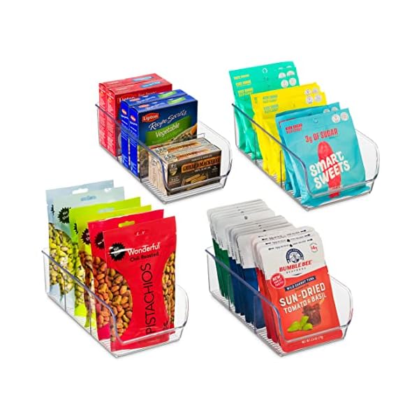 Set Of 4 Plastic Food Storage Organizer Bins Divided 3 Compartment