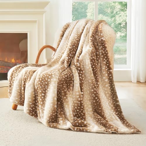 Cozy Bliss Luxury Faux Fur Throw Blanket Animal Striped...