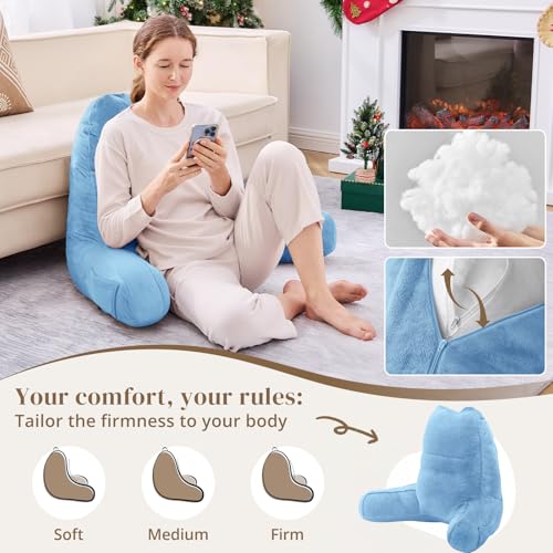 Image of Sasttie Reading Pillow for Bed, Back Pillow for Sitting Up, Blue