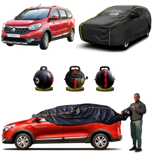 Image of CARBLAZER Portable & Semi-Automatic Full Body Car Covers: Heavy Duty Device| Anti-Theft| Dust & Scratch Proof | Water & Wind Resistant|Custom Fit| Dual-Side Cover, Compatible for Renault Lodgy