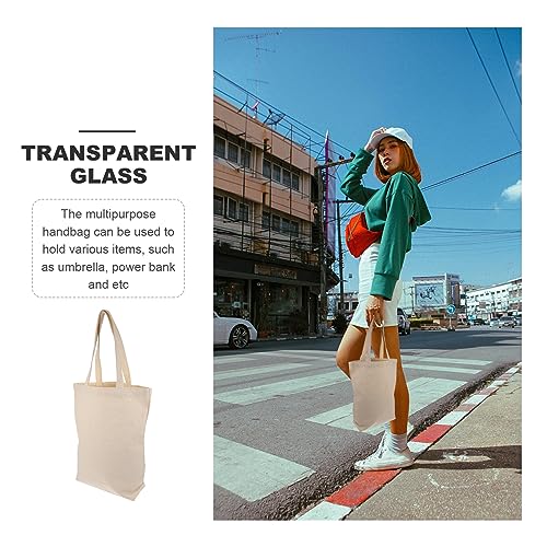 1Pc Portable Canvas Tote Bag Shoulder Shopping Bag with Capacity for Books Simple Design Material Pouch Handbag4