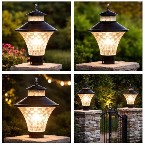 Image of Areezo Waterproof Outdoor Gate Light for Main Gate Pillar - Modern LED /Holder Based Lamp for Home, Garden & Balcony (Pack of 3, Jalwa Black)