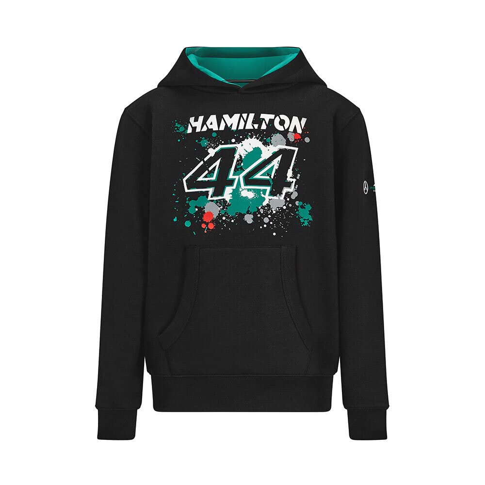 Mercedes AMG Petronas Formula One Team - Official Formula 1 Merchandise - Lewis Hamilton Kids #44 Hoodie - Black - L (13/14 Years)