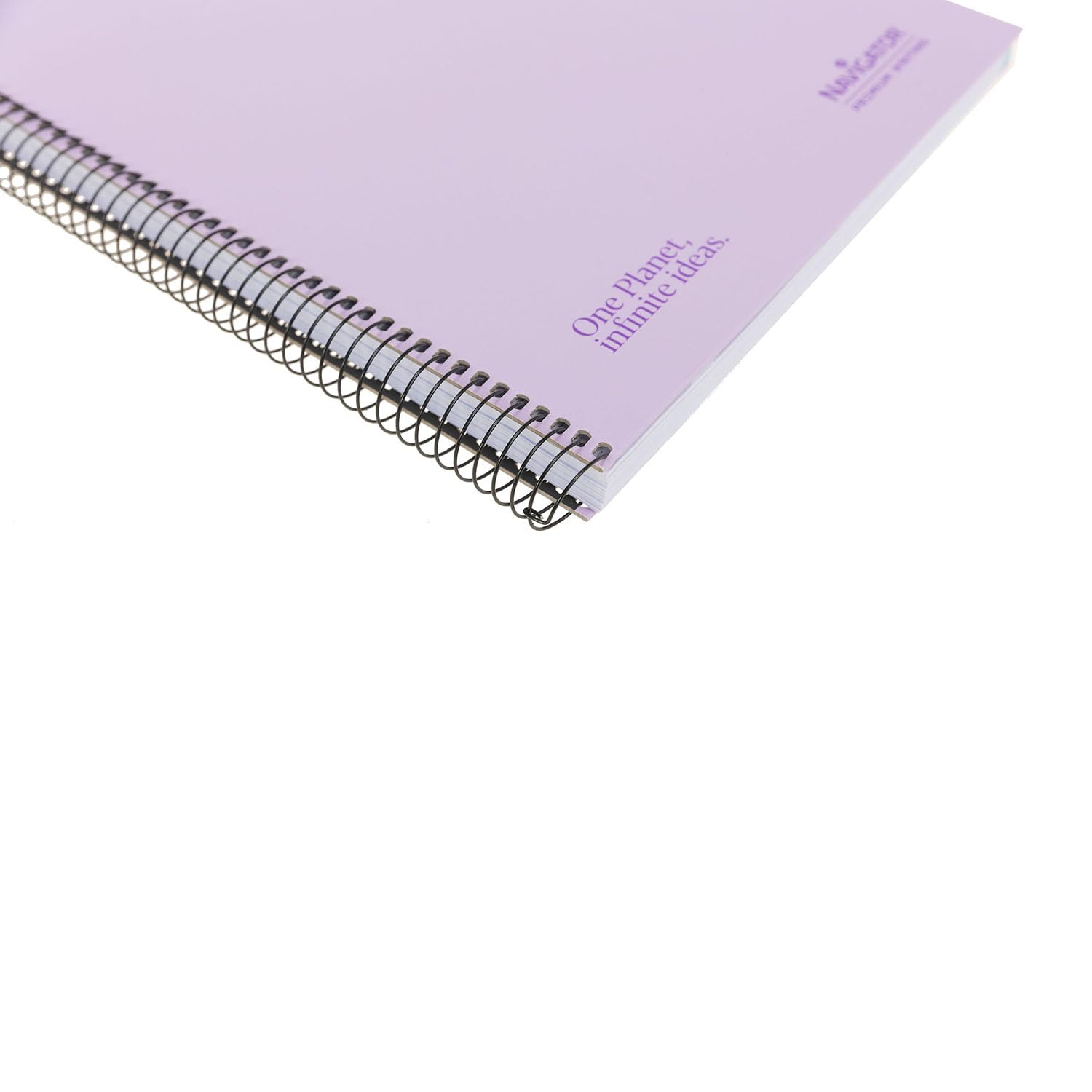 Navigator Carnet A4 + quadrillé 5 x 5 | Couvercle extrudé | Lavande | Bord 5 couleurs | Papier 80 g | 120 feuilles microperforées 4 perceuses | Spirale Fermeture Coil-Lock | Papier Premium Writing