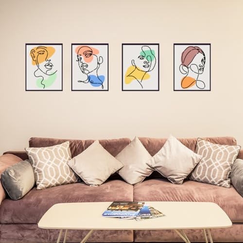 FINGERINSPIRE 9PCS Lady Line Art Painting Stencil 21x29.7cm Woman Face Painting Template Minimalist Line Facial Features Stencil Character Theme Craft for Wall Wood Furniture - Image 4