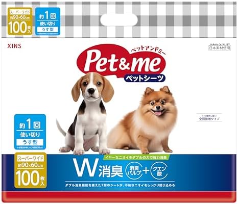 （23:00時点） ペットアンドミー Pet&me ペットシーツ うす型 薄型 1回使い切りタイプ スーパーワイドサイズ 60×90cm 100枚入り