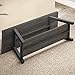 LVB Storage Bench, Industrial Indoor Entryway Bench, Wood Metal Hallway Accent Bench for Sitting, Rustic Shoe Rack Organizer Cabinet in Foyer Bedroom Living Room, Dark Gray Oak, 47 Inch Long