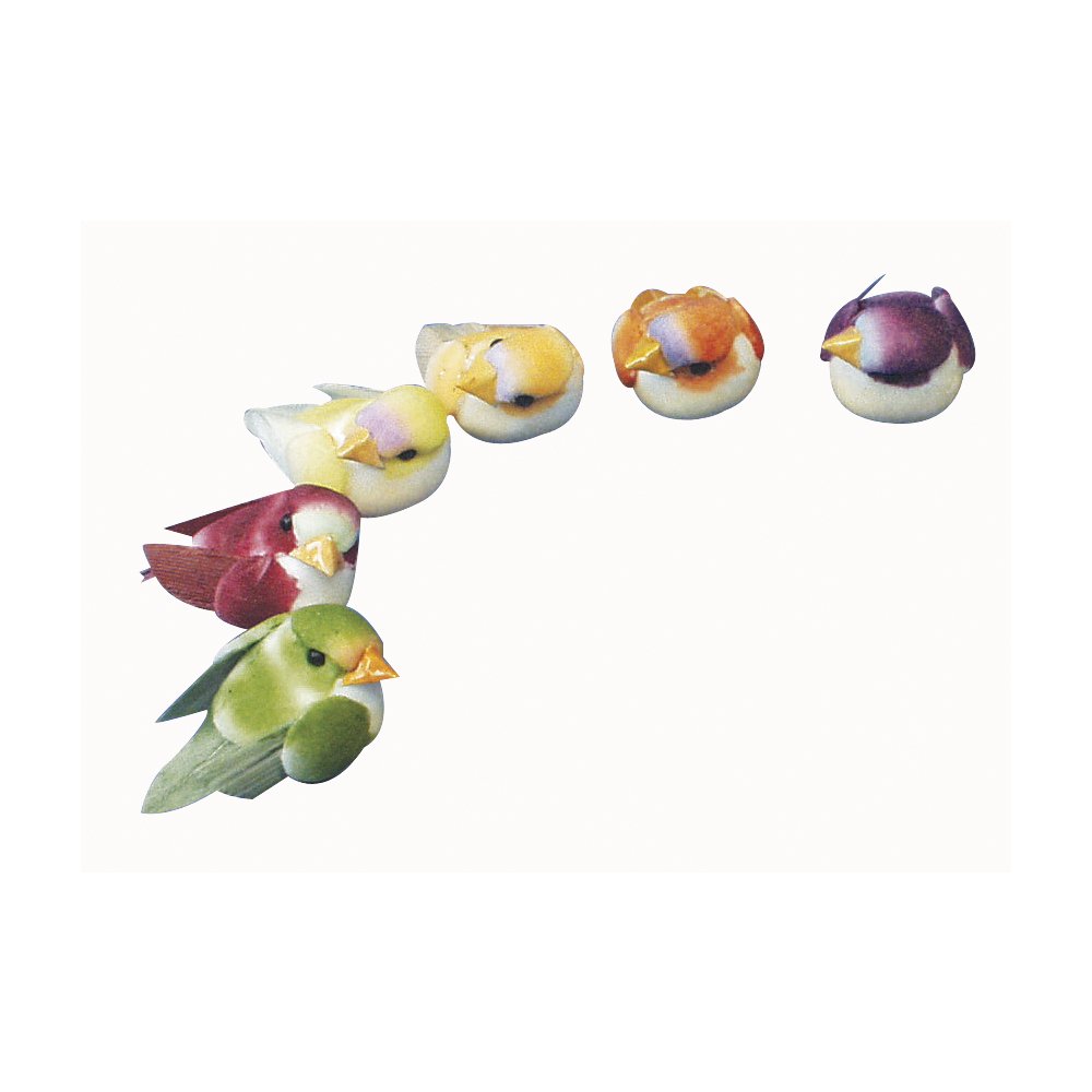 Rayher 8537949 Mushroom Bird 1.5 cm 6 Pieces Assorted Colours Assorted