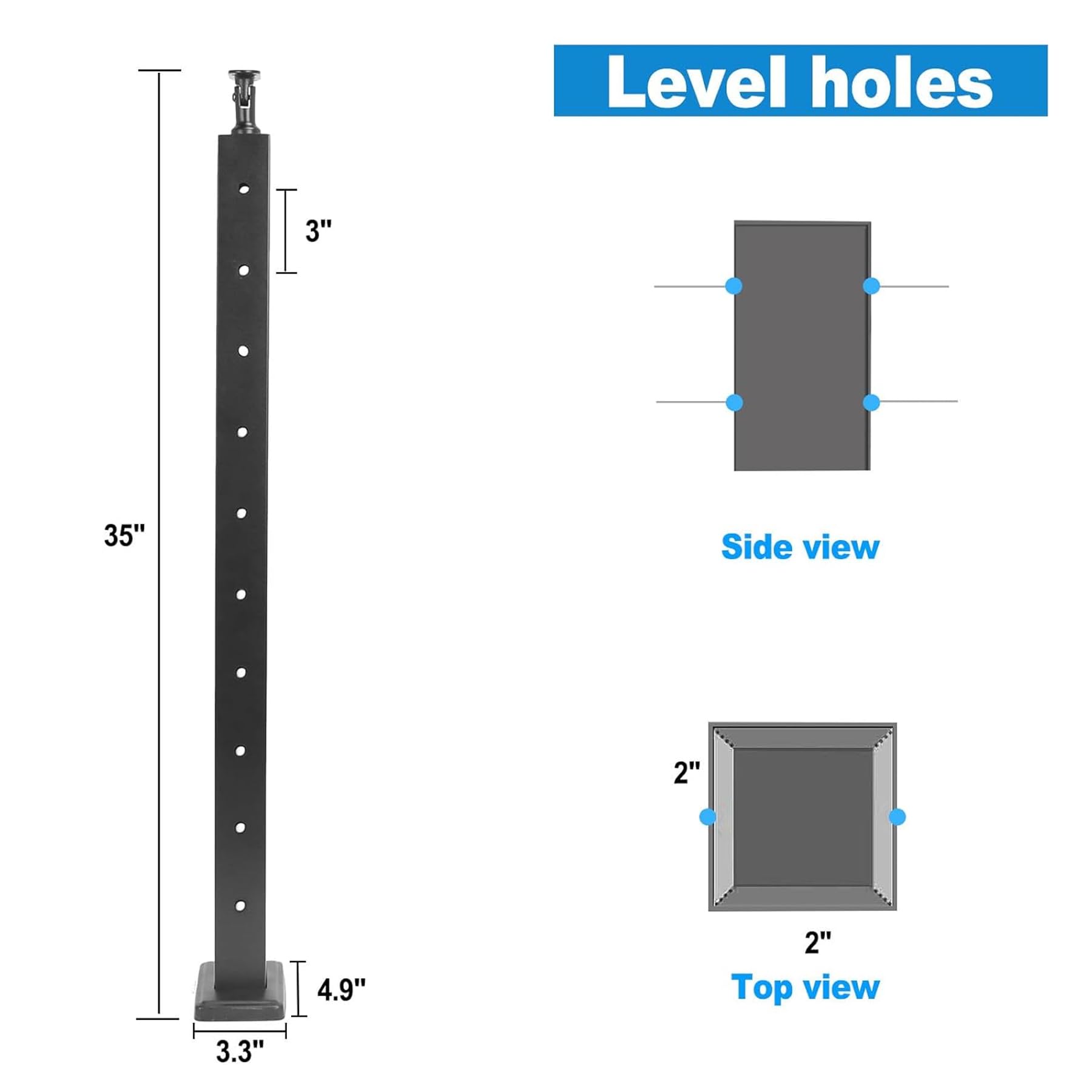 Snapklik.com : 4-Pack 36" Level Post Drilled,Cable Railing Post ...