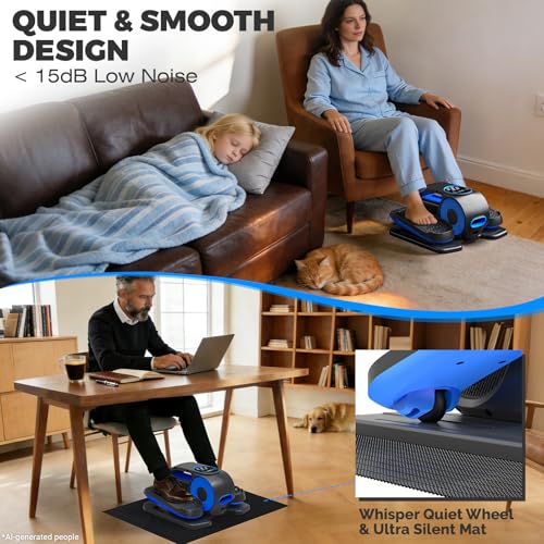 Image of Under Desk Elliptical Machine, 12 Speeds Leg Exerciser as Seen on TV with RF Remote Control for Seniors, Auto & HR Mode Quiet Portable Seated Pedal Exerciser for Home and Office