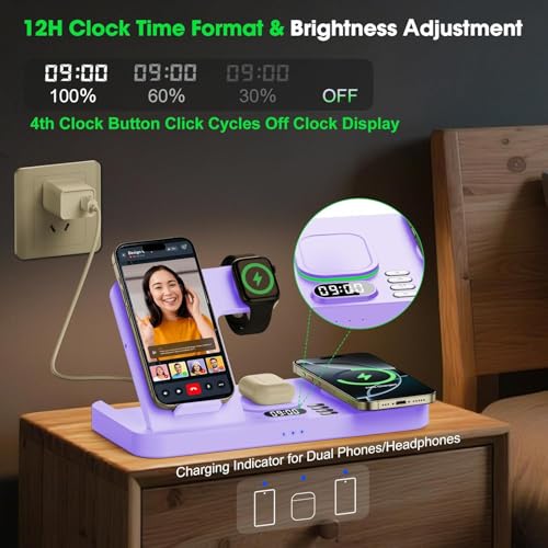 Image of Dual Phone Foldable Wireless Charging Station for Apple, Couple&Family Use
