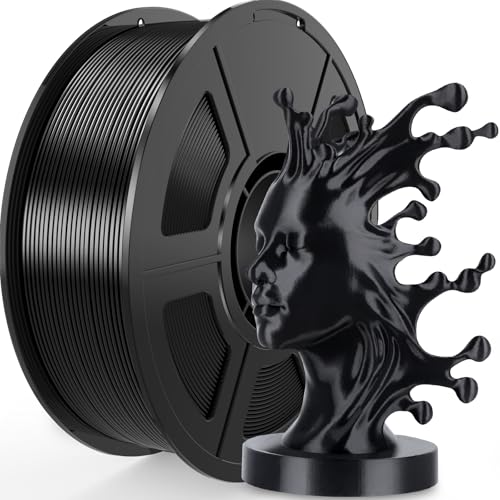 Image of Silk Black PLA Filament 1.75mm 1KG /2.2LBS, High Speed Shiny 3D Printer Filament PLA, Low Warp & Clog-Free, Dimensional Accuracy + /- 0.03mm Fits for FDM 3D Printers