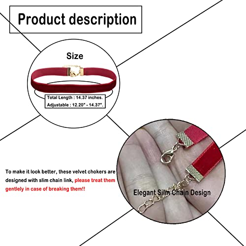 Eigso 6-10 Pcs Gothic Velvet Ribbon Chokers Necklaces for Women Men Gothic Tattoo Lace Adjustable Choker Set4