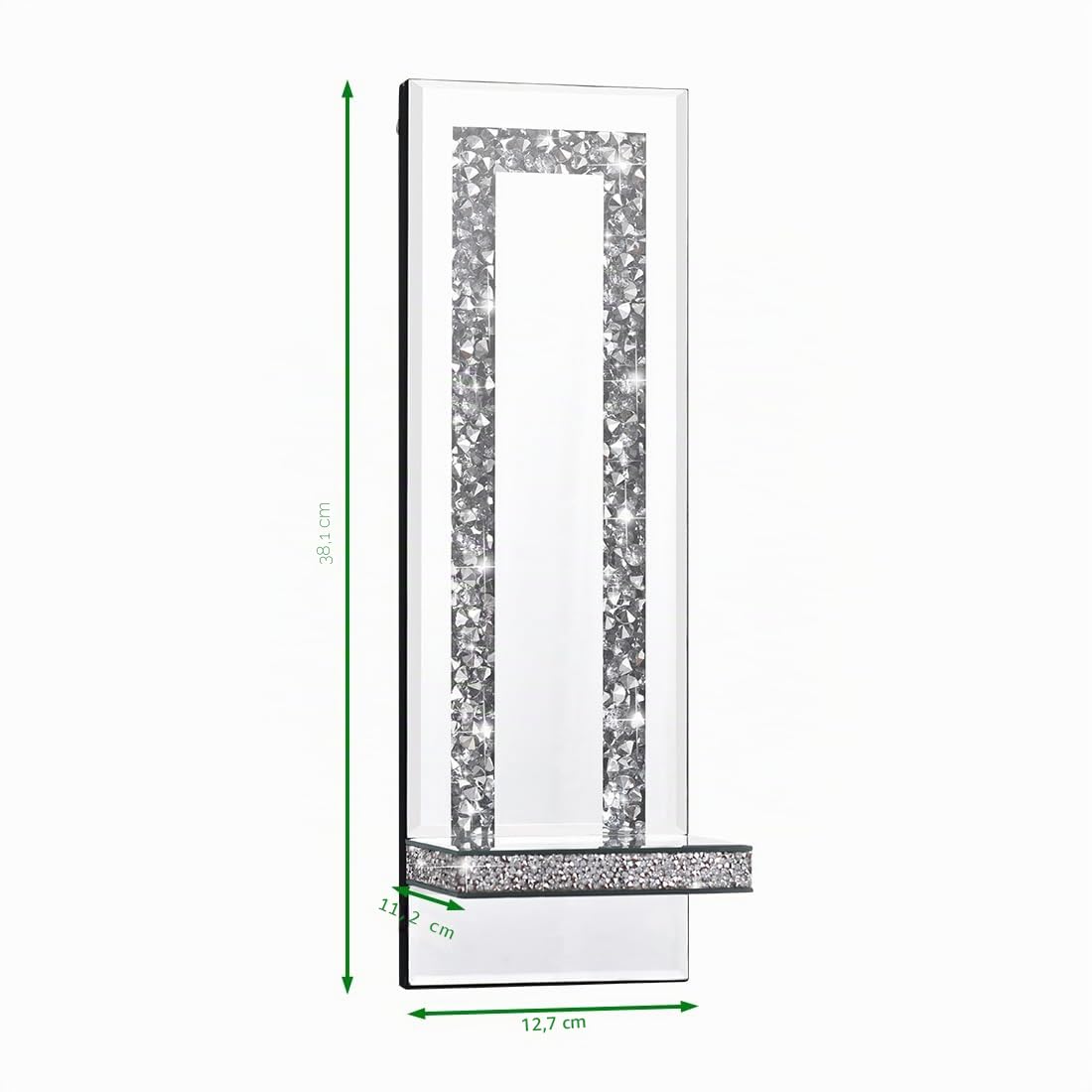 Aeveco Crystal Crush Diamond verspiegelte Kerzenleuchter, silberfarben, Wandkerzenhalter, 2er-Set, Wanddekoration für Wohnzimmer, Esszimmer (Rechteckstreifen (Stil 4))