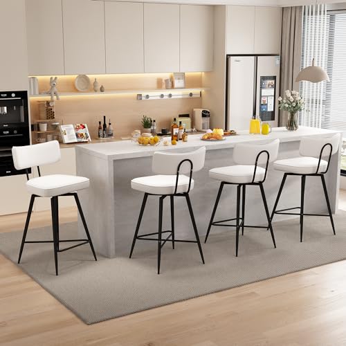 Image of GXJ Bar Stools Set of 2, Kitchen Counter stools with Backs and Metal Legs