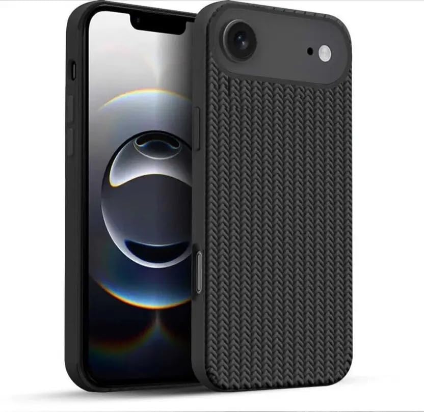 Image of Compatible with iPhone 17 Air | Premium Textured Microfiber Candy Protective Case | Shock-Absorbing Back Cover with Enhanced Camera Guard (Black)