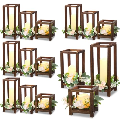 Hushee 15 Set 45 Pcs Wooden Wedding Lantern Centerpiece...
