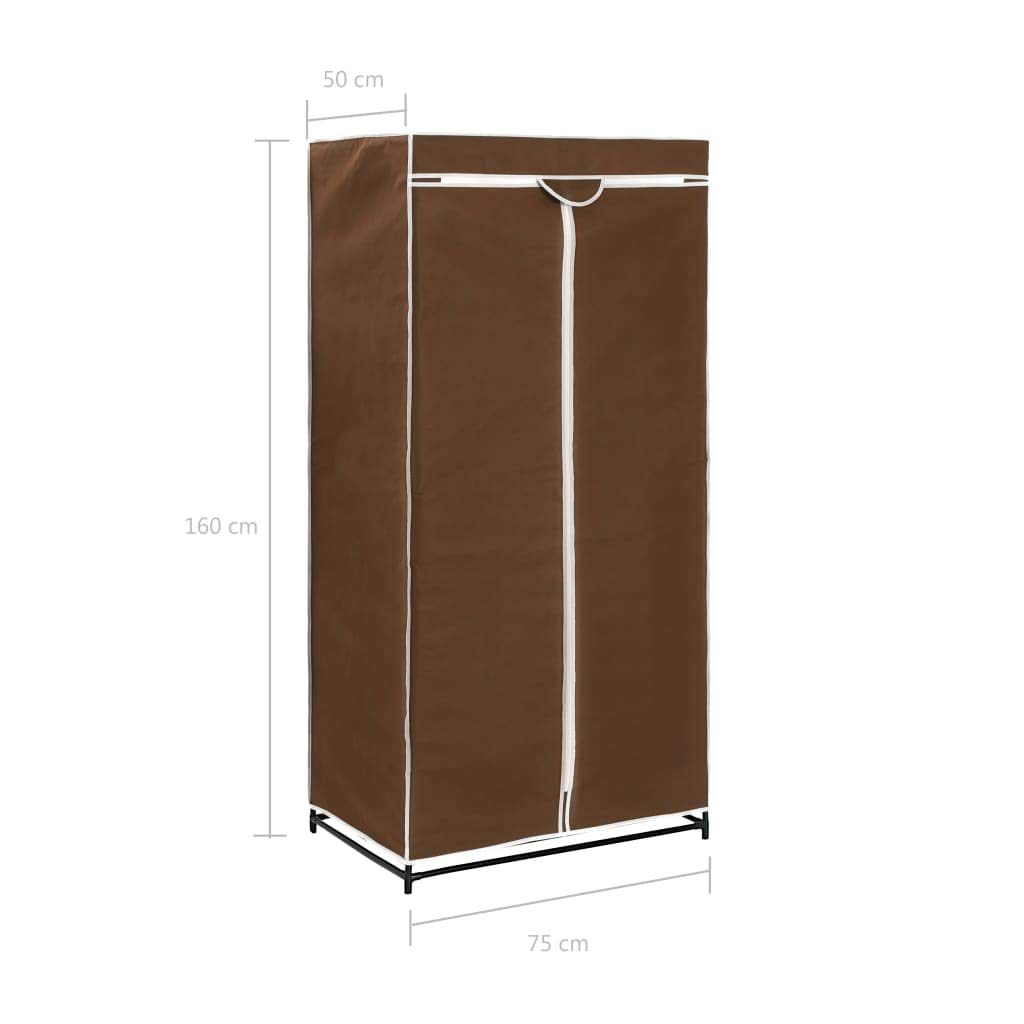 Festnight Armario de Tela Ropa Organizador Closet Portátil Guardarropa Marrón 75x50x160 cm