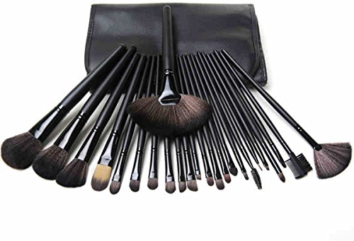 Ebeauty Makeup Brushes 24 Piece Set Professional Natural Soft Hair Wooden Handle Cosmetic Tool Foundation Brush Kit with Black Synthetic Leather Case