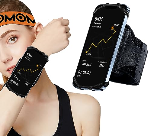 HLOMOM Wristband Phone Holder for Running,Forearm Armbands 360° Rotatable & Detachable Compatible with All 4.5-7 inch Cellphone for iPhone 16/15/14/Pro/ProMax/13/12/11/mini/XS/XR,for Workout Jogging