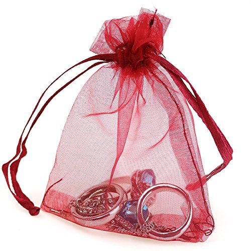 Image of Dealglad 100pcs Drawstring Organza Jewelry Candy Pouch Party Wedding Favor Gift Bags (6x8 inch, Wine)
