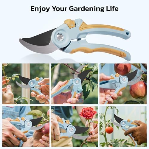 NEXON Garden Pruning Shears 2 Pack, 8" Bypass Hand Pruner & 6.25" Precision Garden Scissors, Professional Garden Clippers for Plants and Flowers - Thumbnail 2